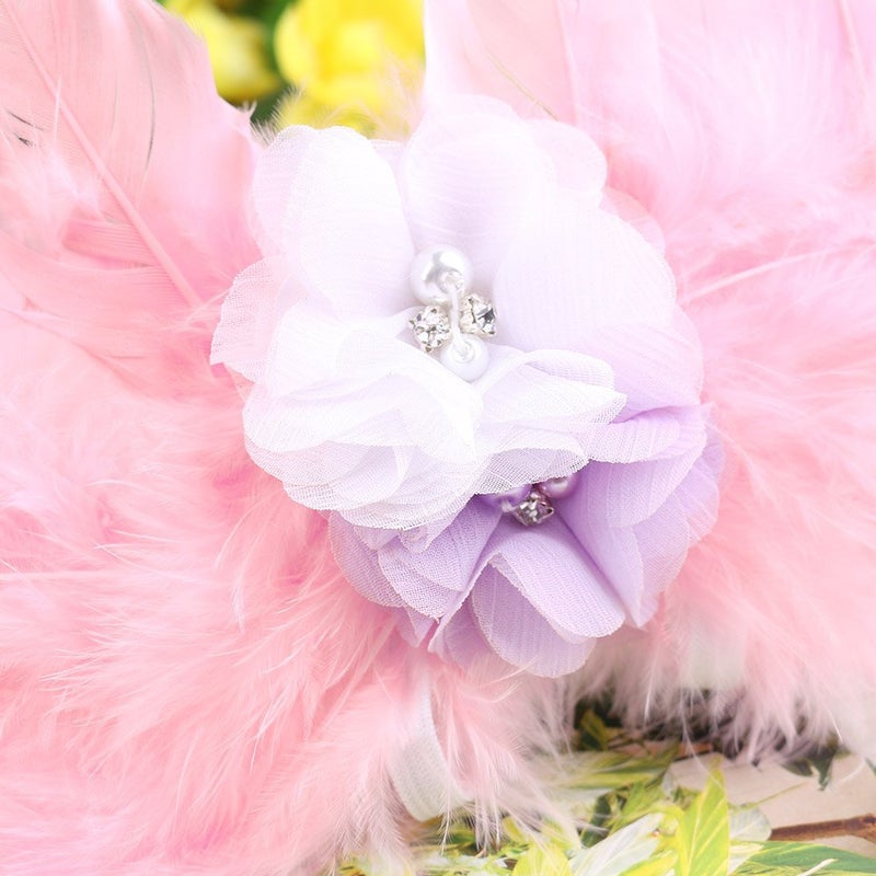 Jackcell Newborn Photography Props Angel Wings Costume, Outfit Baby Girl Picture Props With Flower Headband (Pink) - Image 3